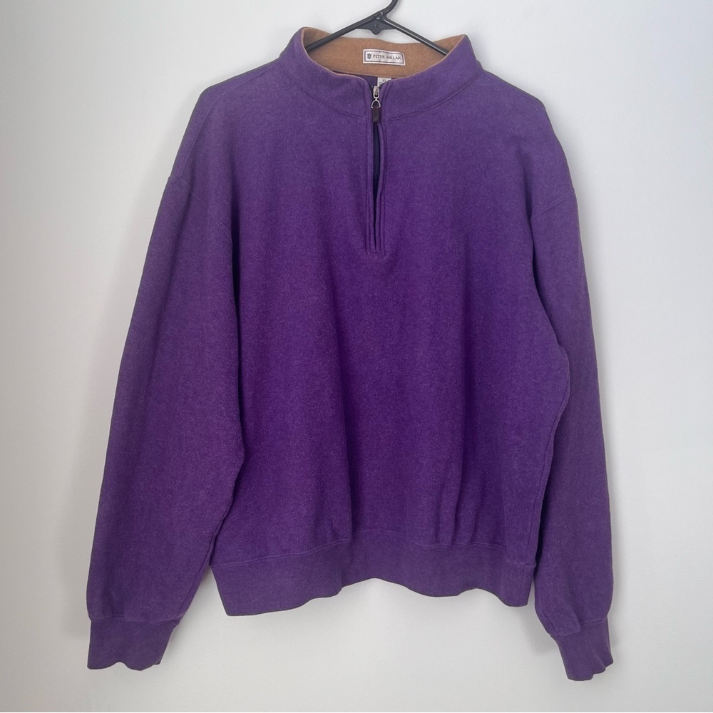 Peter Millar Purple Sweater Mens X-Large 1/4 Zip Up Long Sleeve Pullover
